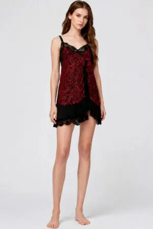 My Fashion Road Zyvera Satin Satin Printed Baby Doll Nightdress