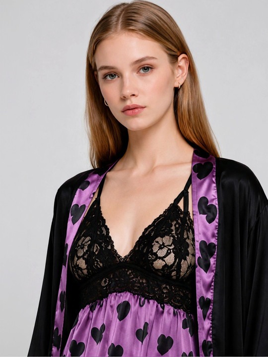 My Fashion Road Zyvera Satin Printed Baby Doll Nightdress My Fashion Road Zyvera Satin Printed Baby Doll Nightdress