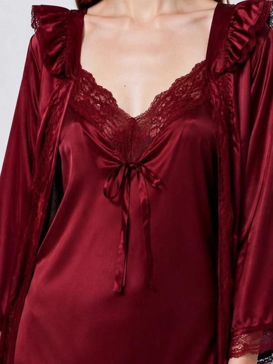 My Fashion Road Zyvera Burgundy Solid Baby Dolls Nightwear My Fashion Road Zyvera Burgundy Solid Baby Dolls Nightwear