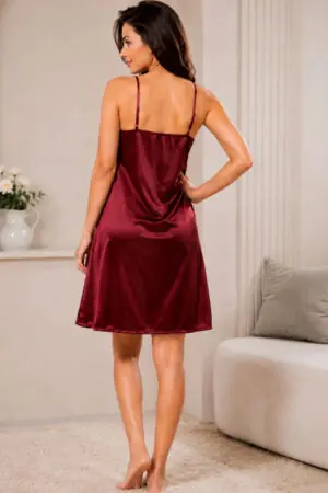 My Fashion Road Zyvera Maroon Self Design Baby Dolls Nightwear