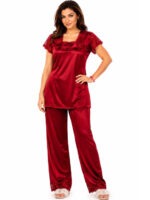 My Fashion Road Zyvera Red Self Design Baby Dolls Nightsuit