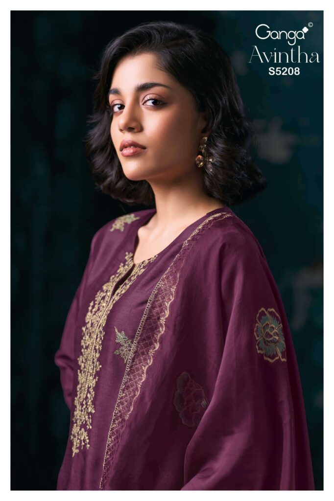 My Fashion Road Ganga Fashion Avintha Pure Russian Silk Latest Suit | S5208 – B