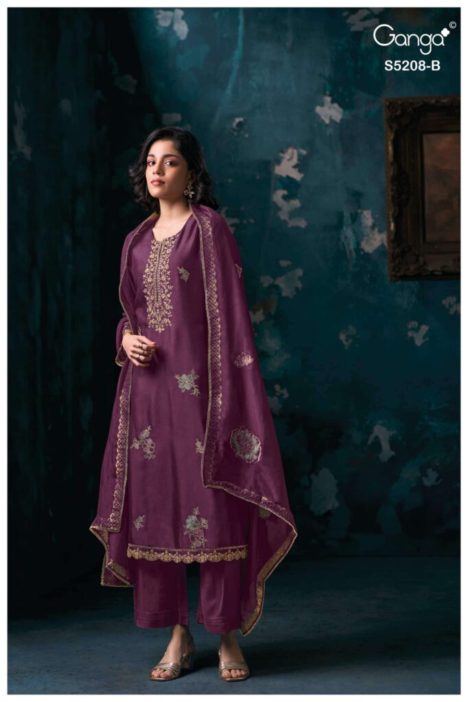 My Fashion Road Ganga Fashion Avintha Pure Russian Silk Latest Suit | S5208 – B