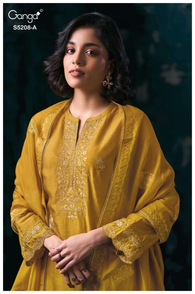 My Fashion Road Ganga Fashion Avintha Pure Russian Silk Latest Suit | S5208 – A
