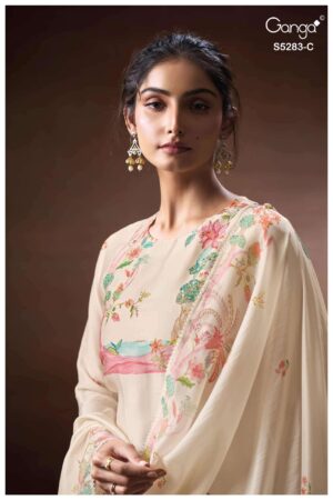 My Fashion Road Ganga Fashion Delora Pure Bemberg Silk Ladies Suit | S5283 – C