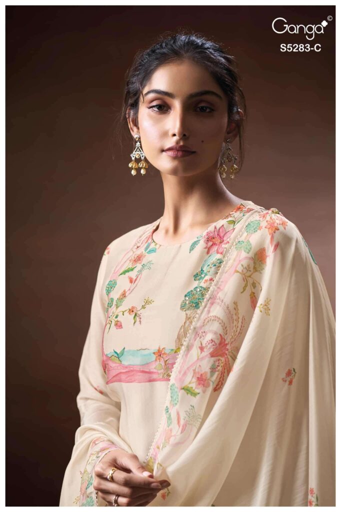 My Fashion Road Ganga Fashion Delora Pure Bemberg Silk Ladies Suit | S5283 – C