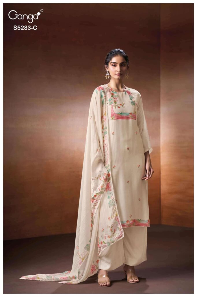 My Fashion Road Ganga Fashion Delora Pure Bemberg Silk Ladies Suit | S5283 – C