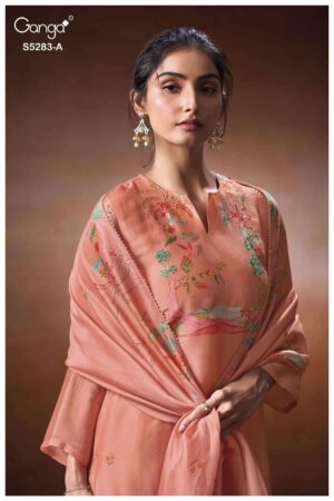 My Fashion Road Ganga Fashion Delora Pure Bemberg Silk Ladies Suit | S5283 – A