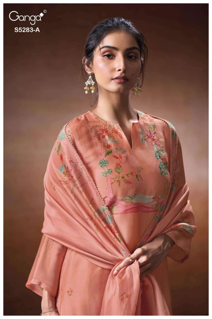 My Fashion Road Ganga Fashion Delora Pure Bemberg Silk Ladies Suit | S5283 – A