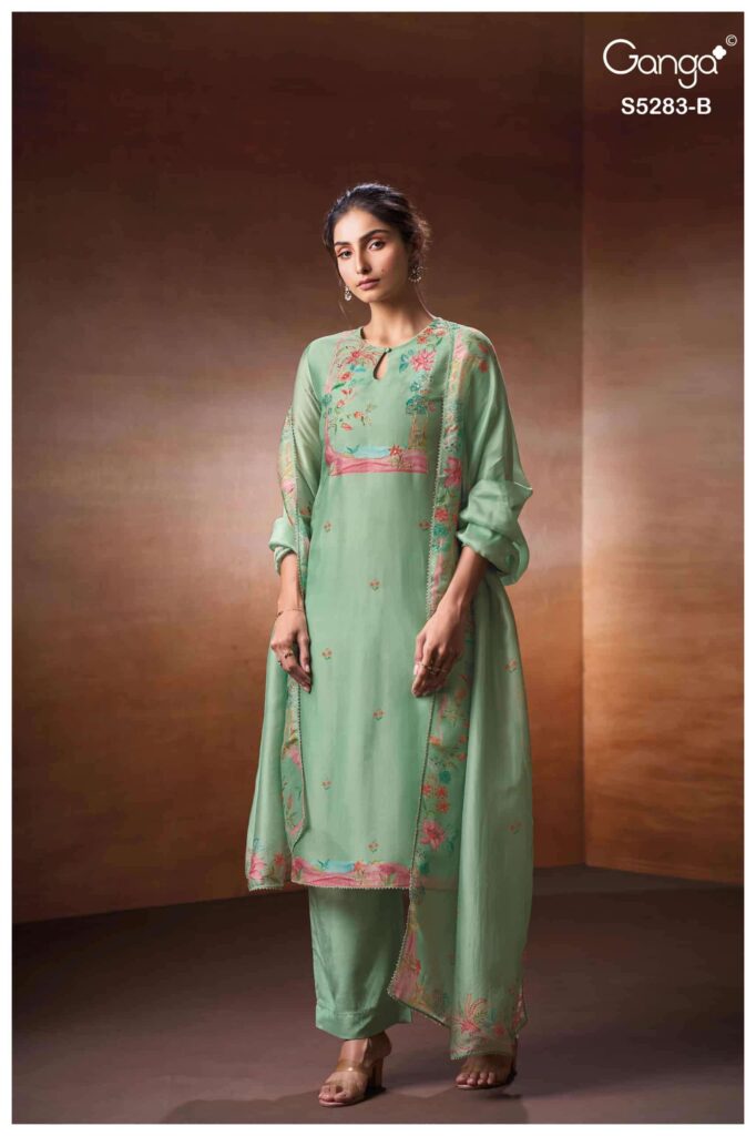 My Fashion Road Ganga Fashion Delora Pure Bemberg Silk Ladies Suit | S5283 – B