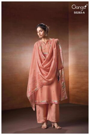 My Fashion Road Ganga Fashion Delora Pure Bemberg Silk Ladies Suit | S5283 – A