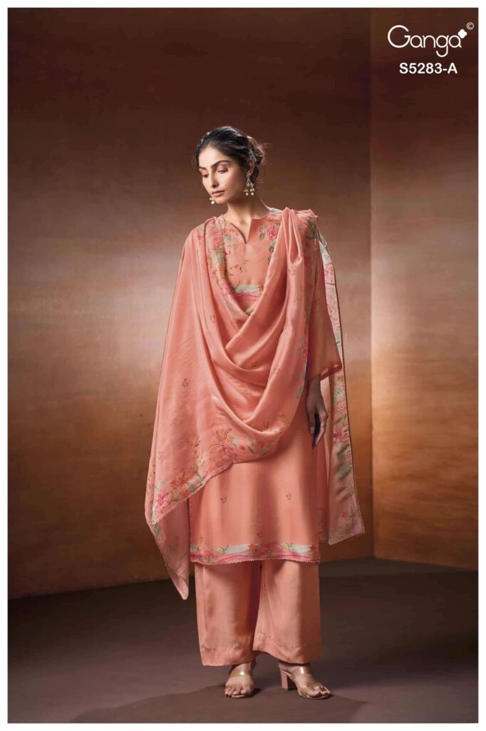 My Fashion Road Ganga Fashion Delora Pure Bemberg Silk Ladies Suit | S5283 – A