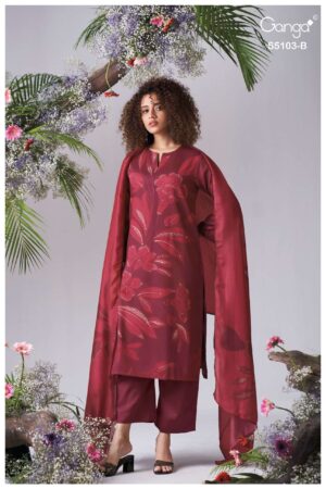 My Fashion Road Ganga Fashion Dhyana Fancy Cotton Satin Salwar Suit | S5103 – B