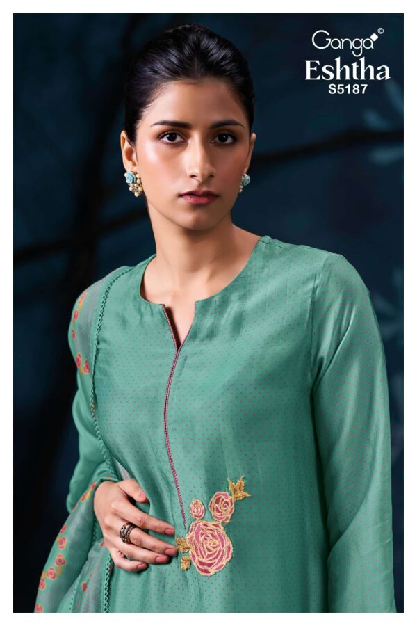My Fashion Road Ganga Fashion Eshtha Premium Satin Silk Latest Suit | S5187 – B