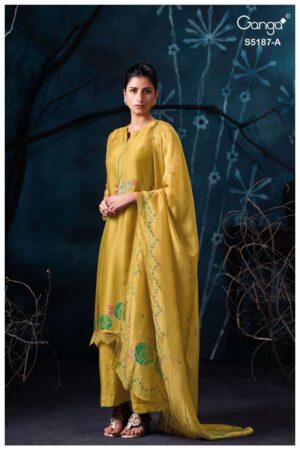 My Fashion Road Ganga Fashion Eshtha Premium Satin Silk Latest Suit | S5187 – A