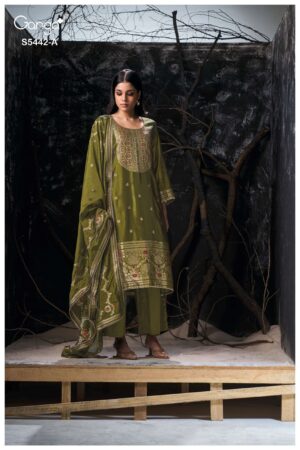 My Fashion Road Ganga Fashion Eviara Premium Jacquard Silk Dress | S5442 – A
