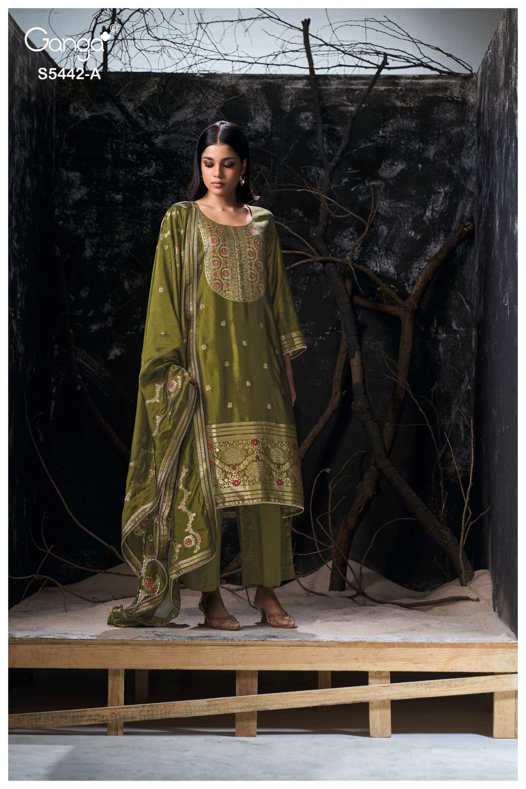 My Fashion Road Ganga Fashion Eviara Premium Jacquard Silk Dress | S5442 – A My Fashion Road Ganga Fashion Eviara Premium Jacquard Silk Dress | S5442 – A