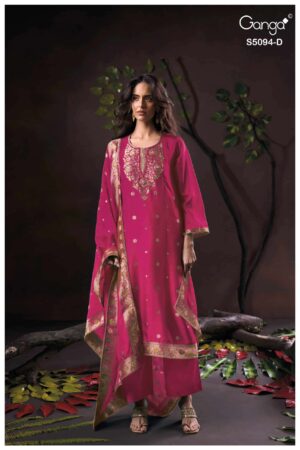 My Fashion Road Ganga Fashion Gehira Premium Jacquard Silk Suit | S5094 – D