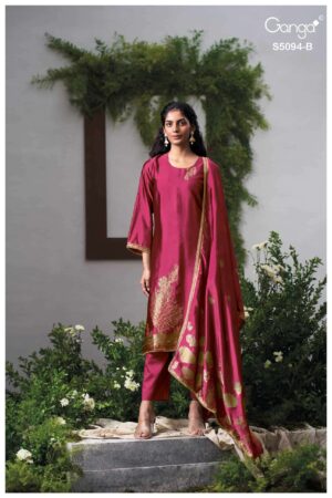 My Fashion Road Ganga Fashion Gehira Premium Jacquard Silk Suit | S5094 – B