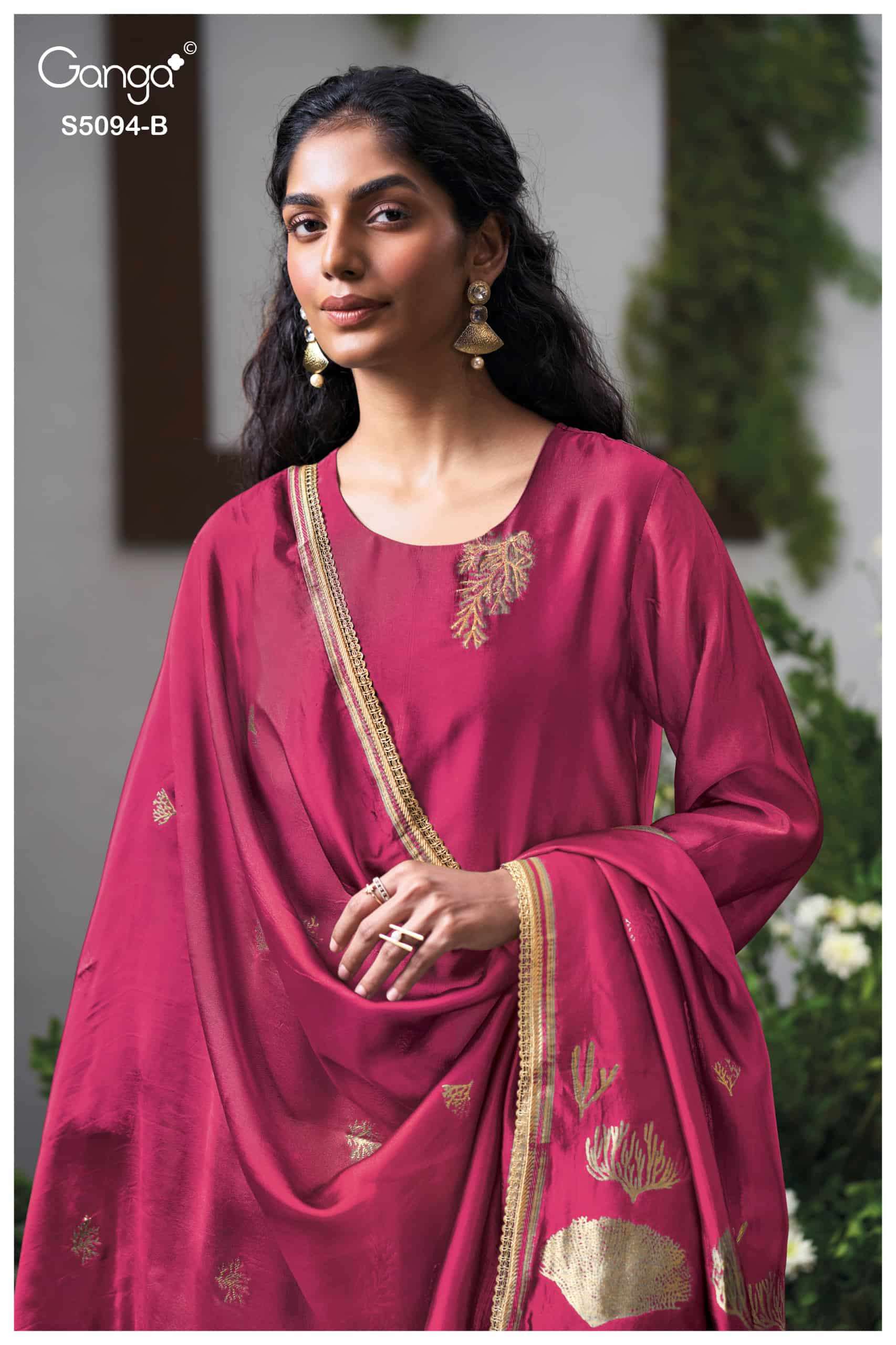 My Fashion Road Ganga Fashion Gehira Premium Jacquard Silk Suit | S5094 – A My Fashion Road Ganga Fashion Gehira Premium Jacquard Silk Suit | S5094 – A