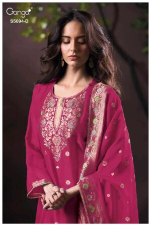 My Fashion Road Ganga Fashion Gehira Premium Jacquard Silk Suit | S5094 – D