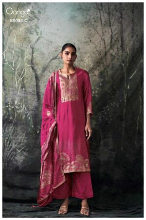 My Fashion Road Ganga Fashion Gehira Premium Jacquard Silk Suit | S5094 – C