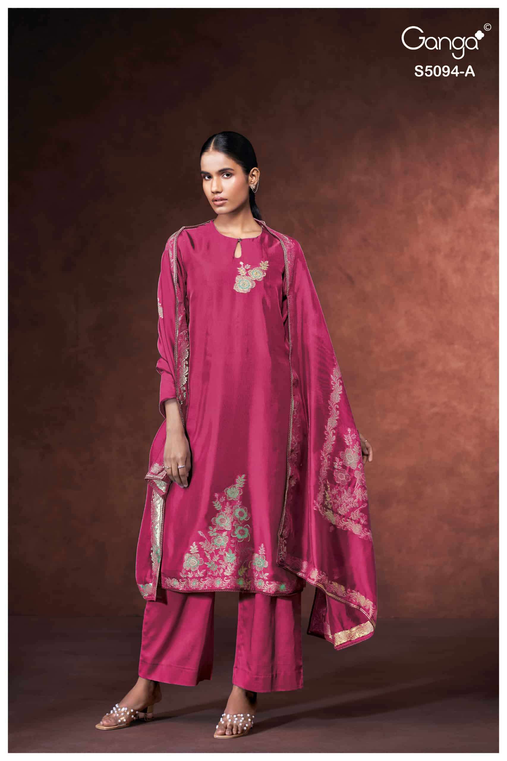 My Fashion Road Ganga Fashion Gehira Premium Jacquard Silk Suit | S5094 – A My Fashion Road Ganga Fashion Gehira Premium Jacquard Silk Suit | S5094 – A