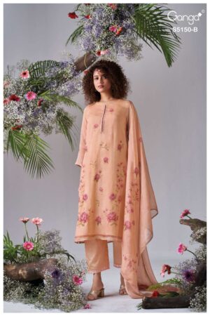 My Fashion Road Ganga Fashion Heloise Pure Organza Silk Suit | S5150 – B