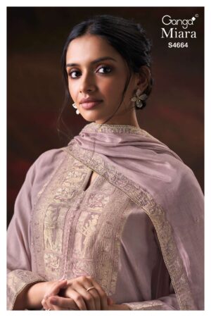 My Fashion Road Ganga Fashion Miara Pure Banarasi Jacquard Suit | S4664 – A