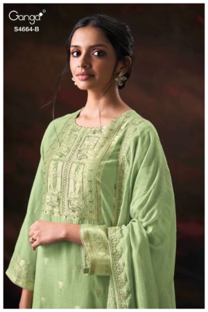 My Fashion Road Ganga Fashion Miara Pure Banarasi Jacquard Suit | S4664 – B