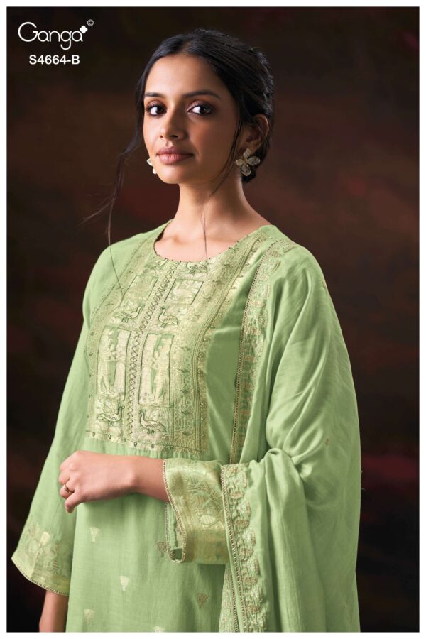 My Fashion Road Ganga Fashion Miara Pure Banarasi Jacquard Suit | S4664 – B