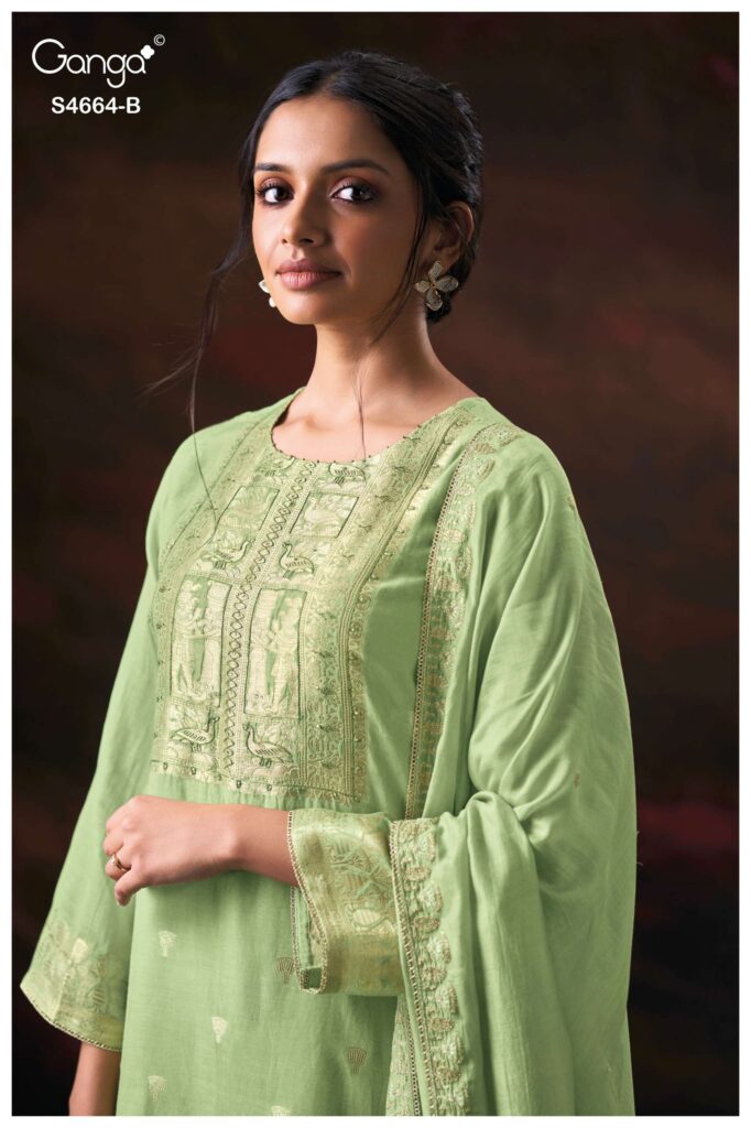 My Fashion Road Ganga Fashion Miara Pure Banarasi Jacquard Suit | S4664 – B
