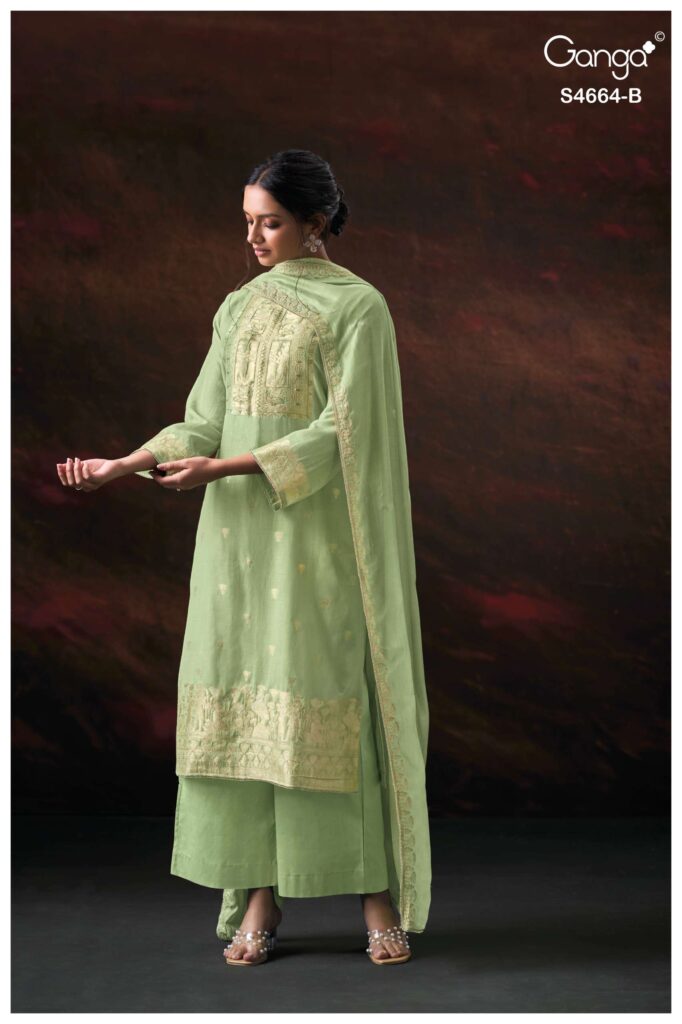 My Fashion Road Ganga Fashion Miara Pure Banarasi Jacquard Suit | S4664 – B