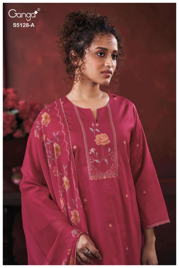 My Fashion Road Ganga Fashion Paridhi Fancy Cotton Satin Dress Sets | S5128 – A