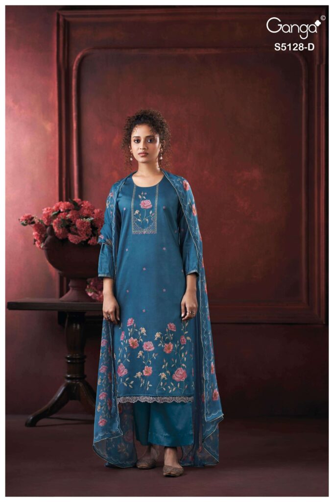 My Fashion Road Ganga Fashion Paridhi Fancy Cotton Satin Dress Sets | S5128 – D