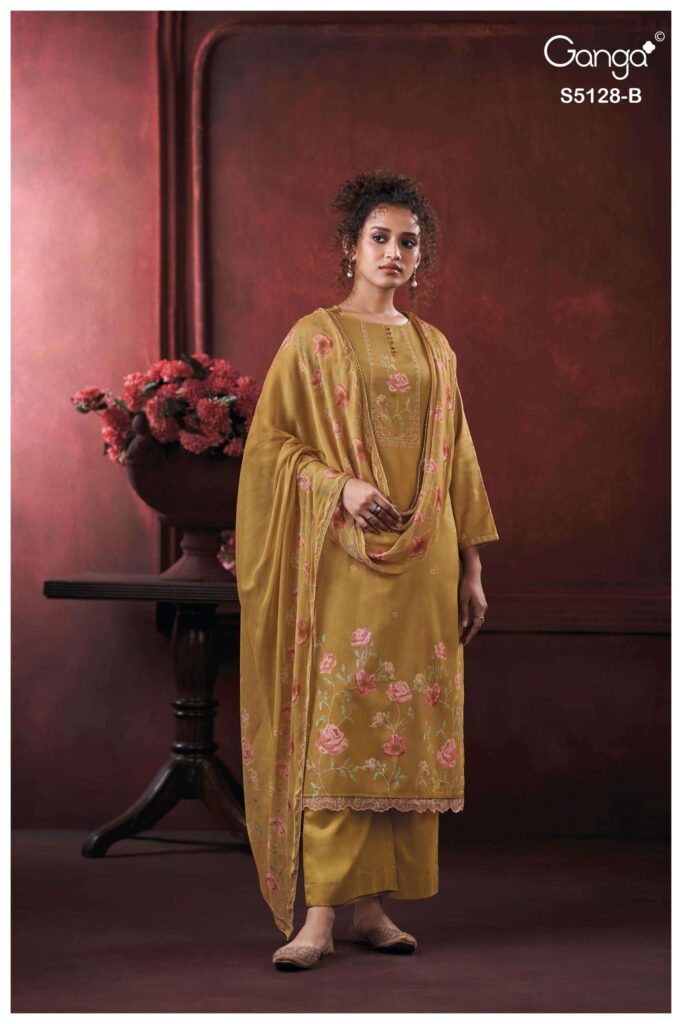 My Fashion Road Ganga Fashion Paridhi Fancy Cotton Satin Dress Sets | S5128 – B