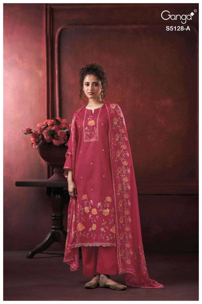 My Fashion Road Ganga Fashion Paridhi Fancy Cotton Satin Dress Sets | S5128 – A