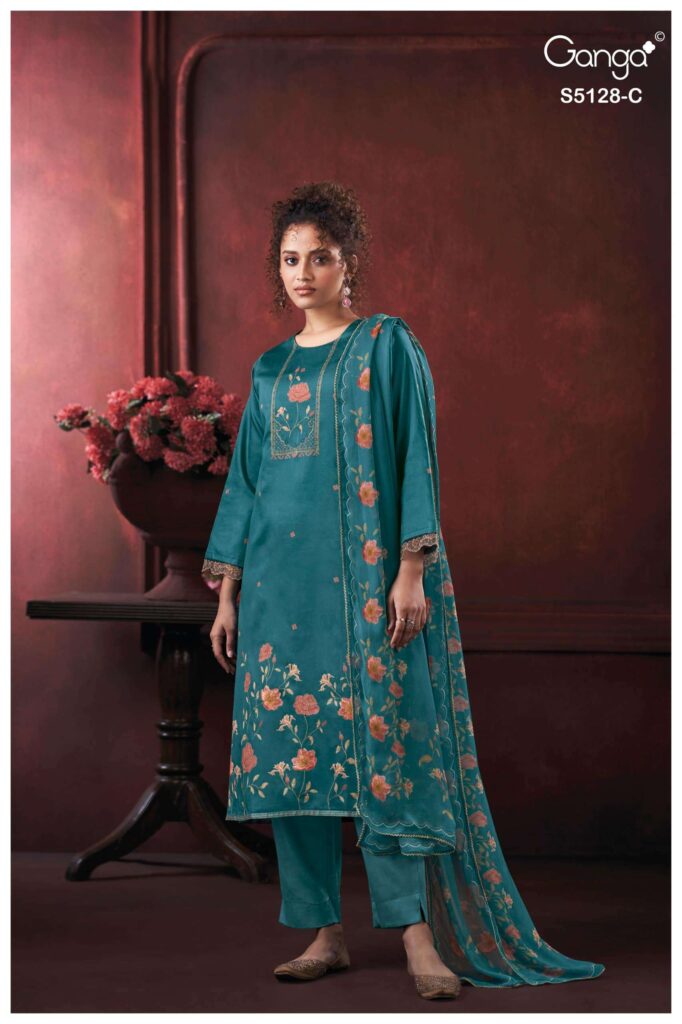 My Fashion Road Ganga Fashion Paridhi Fancy Cotton Satin Dress Sets | S5128 – C
