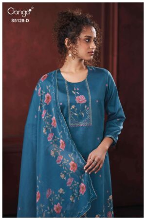 My Fashion Road Ganga Fashion Paridhi Fancy Cotton Satin Dress Sets | S5128 – D