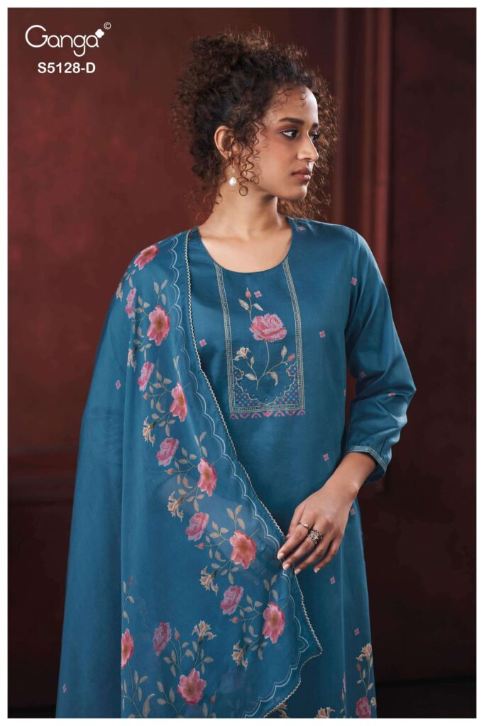 My Fashion Road Ganga Fashion Paridhi Fancy Cotton Satin Dress Sets | S5128 – D