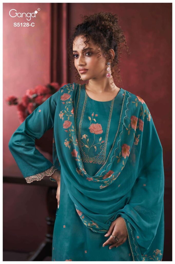 My Fashion Road Ganga Fashion Paridhi Fancy Cotton Satin Dress Sets | S5128 – C