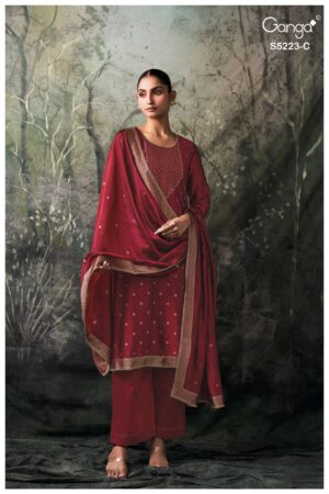 My Fashion Road Ganga Fashion Rimika Partywear Jacquard Silk Suit | S5223 – C