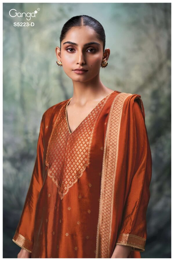 My Fashion Road Ganga Fashion Rimika Partywear Jacquard Silk Suit | S5223 – D