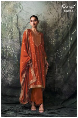 My Fashion Road Ganga Fashion Rimika Partywear Jacquard Silk Suit | S5223 – D