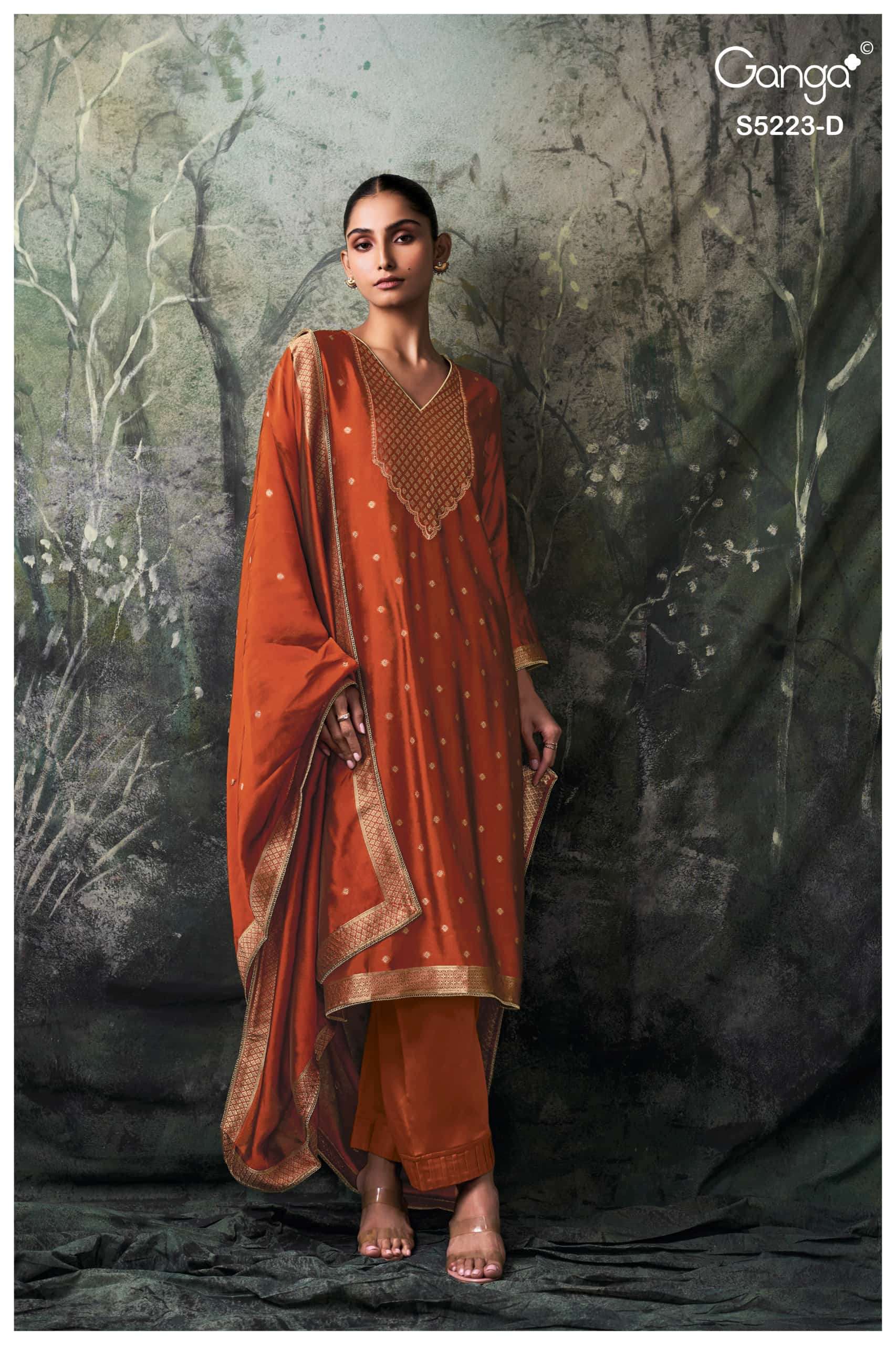 My Fashion Road Ganga Fashion Rimika Partywear Jacquard Silk Suit | S5223 – D My Fashion Road Ganga Fashion Rimika Partywear Jacquard Silk Suit | S5223 – D
