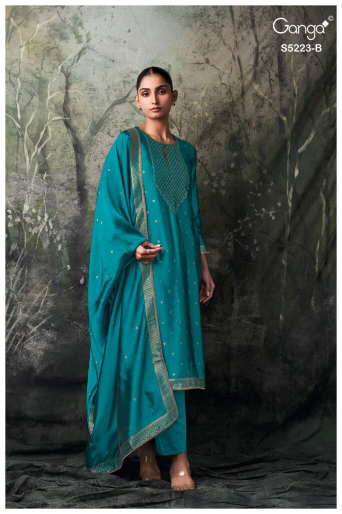 My Fashion Road Ganga Fashion Rimika Partywear Jacquard Silk Suit | S5223 – B