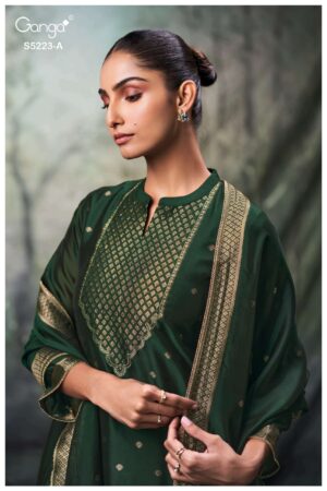 My Fashion Road Ganga Fashion Rimika Partywear Jacquard Silk Suit | S5223 – A