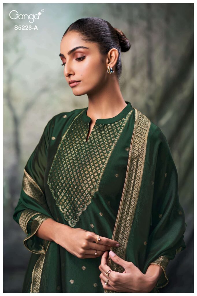 My Fashion Road Ganga Fashion Rimika Partywear Jacquard Silk Suit | S5223 – A