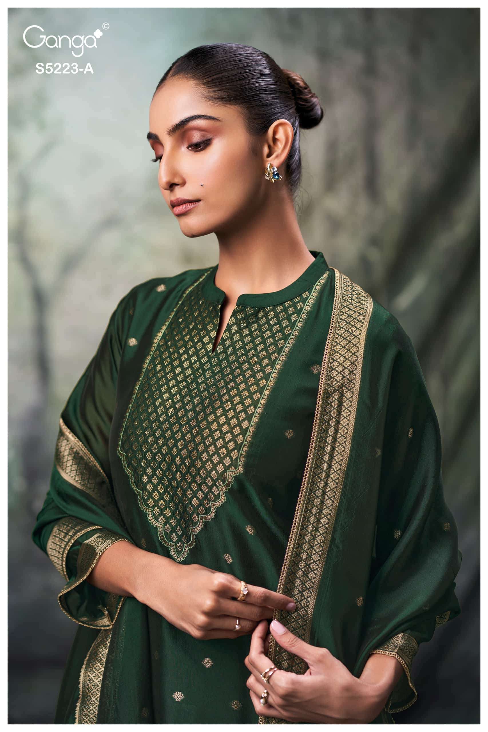My Fashion Road Ganga Fashion Rimika Partywear Jacquard Silk Suit | S5223 – A My Fashion Road Ganga Fashion Rimika Partywear Jacquard Silk Suit | S5223 – A