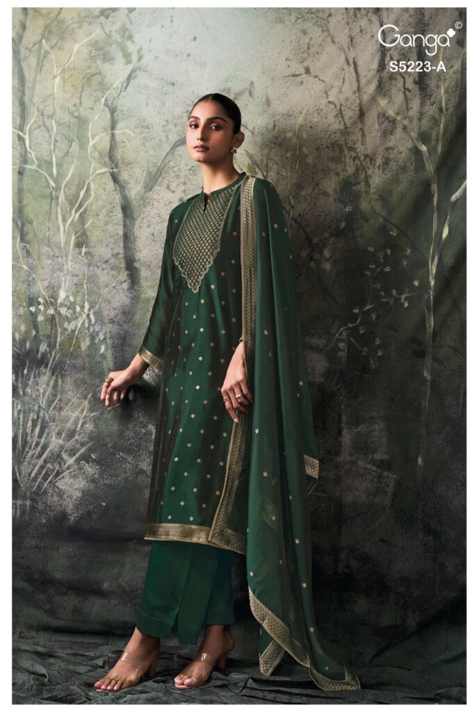 My Fashion Road Ganga Fashion Rimika Partywear Jacquard Silk Suit | S5223 – A